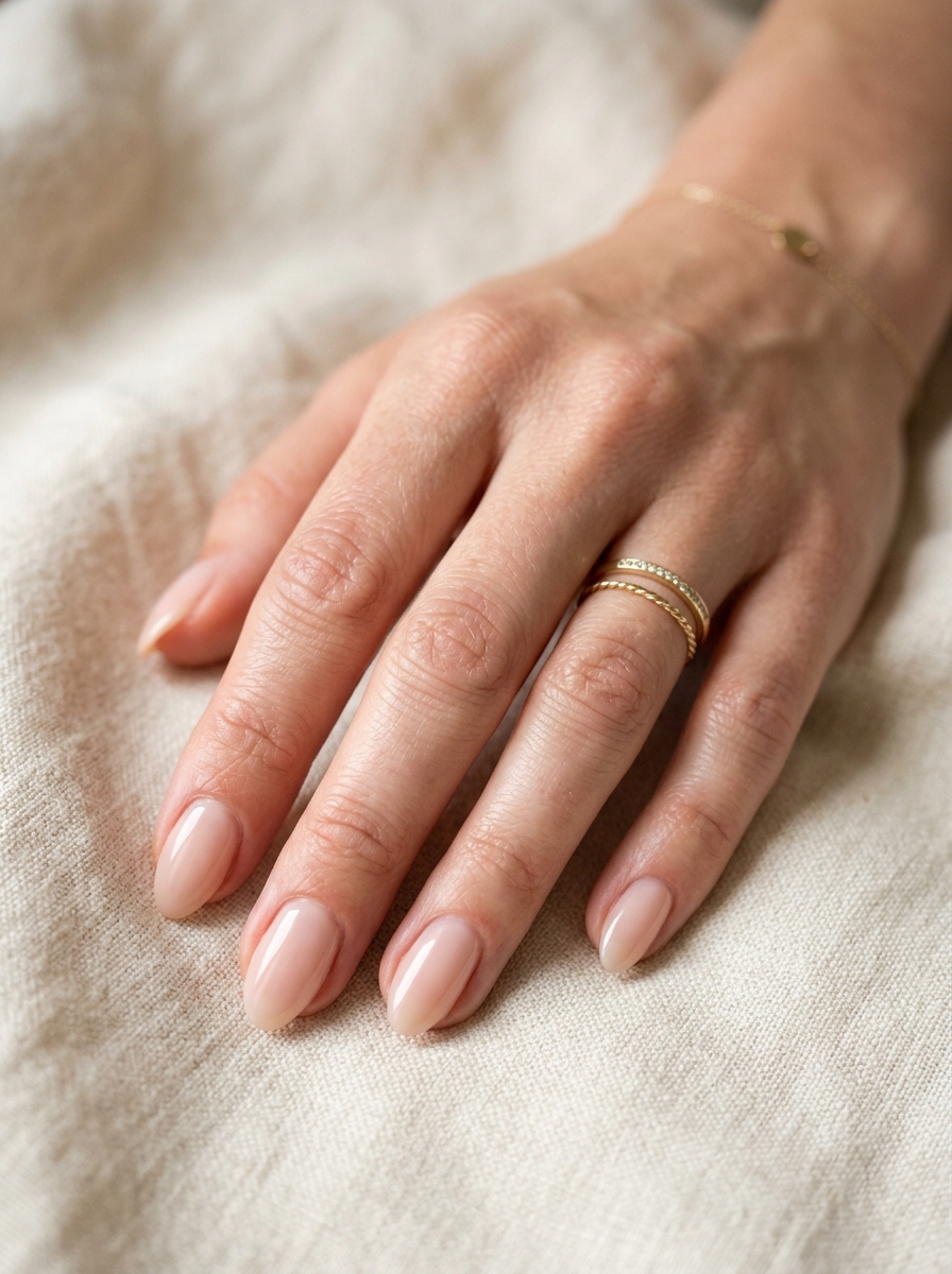 Milky Nude Short Almond Nails als Kurze Almond Nails Inspiration 2026